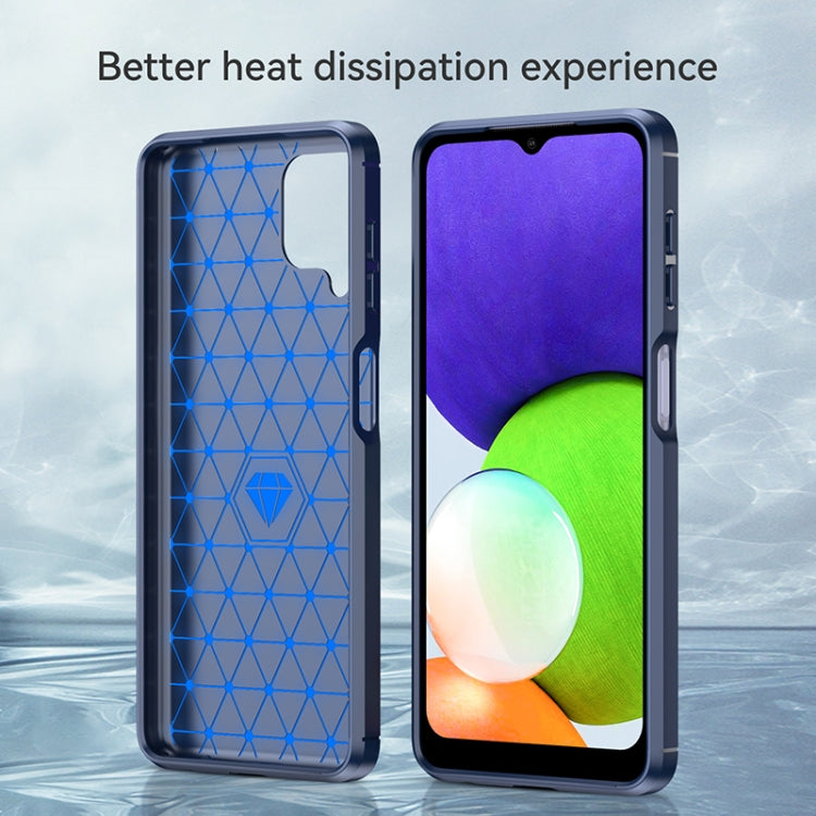 For Samsung Galaxy F22 Brushed Texture Carbon Fiber TPU Phone Case(Blue) by buy2fix