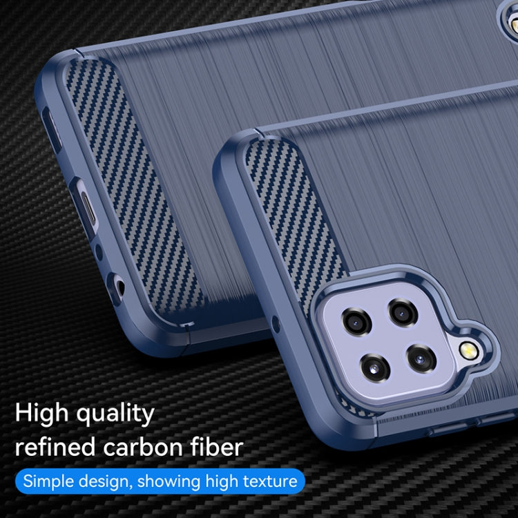 For Samsung Galaxy F22 Brushed Texture Carbon Fiber TPU Phone Case(Blue) by buy2fix
