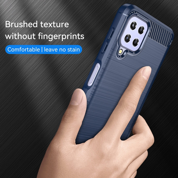 For Samsung Galaxy F22 Brushed Texture Carbon Fiber TPU Phone Case(Blue) by buy2fix