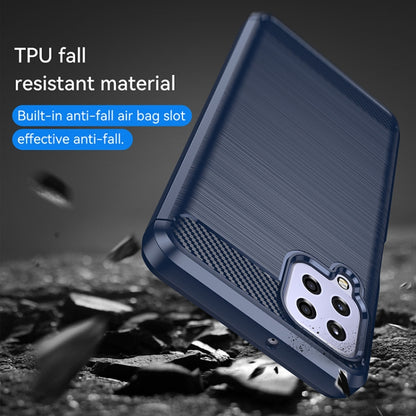 For Samsung Galaxy F22 Brushed Texture Carbon Fiber TPU Phone Case(Blue) by buy2fix