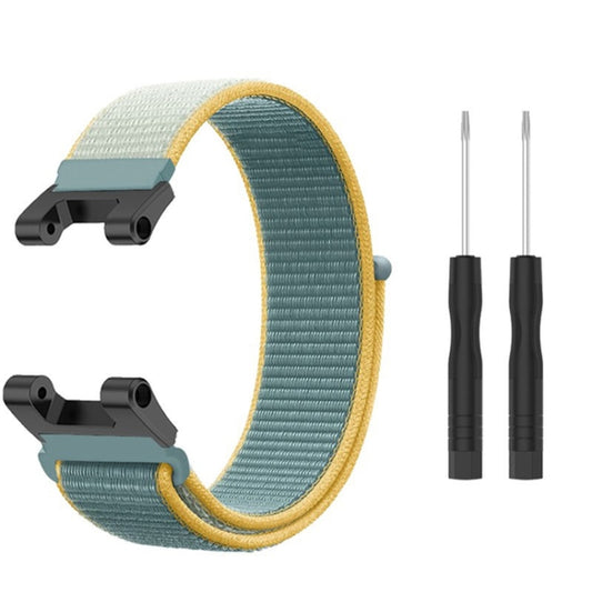 For Amazfit T-Rex / T-Rex Pro / Ares Nylon Loop Watch Band(Blue Yellow) - Watch Bands by buy2fix | Online Shopping UK | buy2fix