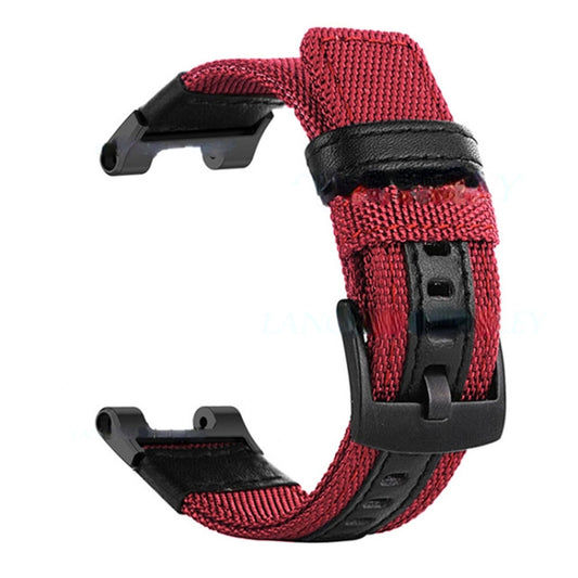 For Amazfit T-Rex / T-Rex Pro / Ares Leather Nylon Watch Band(Red) - Watch Bands by buy2fix | Online Shopping UK | buy2fix