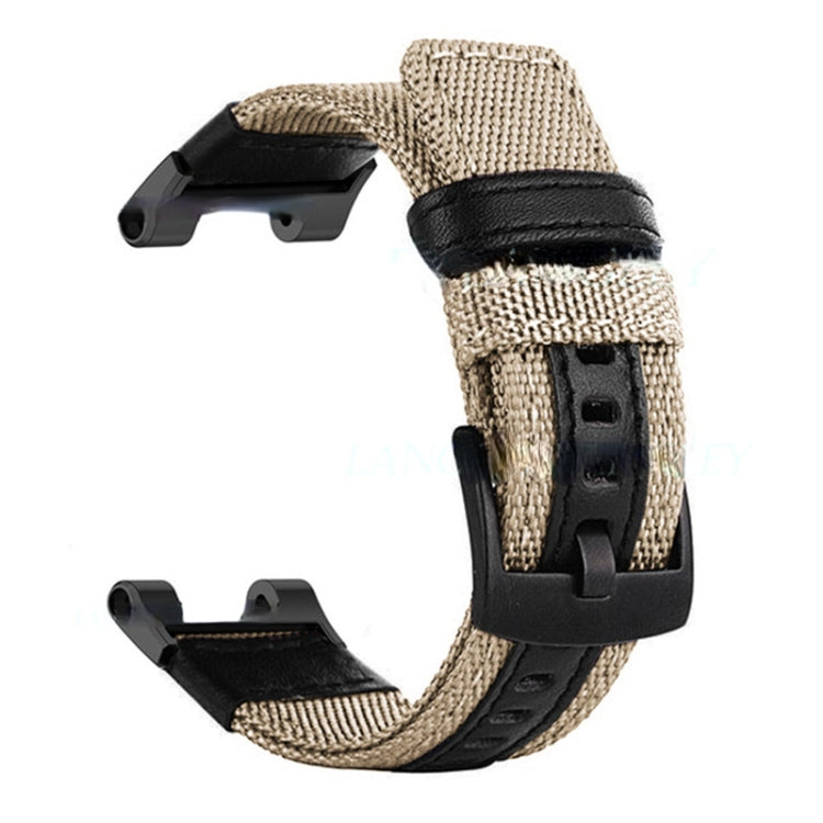 For Amazfit T-Rex / T-Rex Pro / Ares Leather Nylon Watch Band(Khaki) by buy2fix