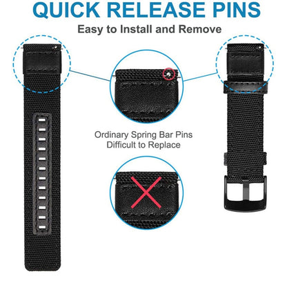 For Amazfit T-Rex / T-Rex Pro / Ares Leather Nylon Watch Band(Khaki) by buy2fix