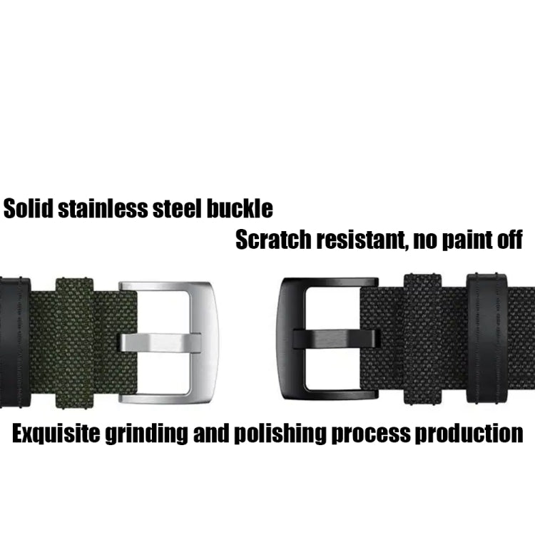 For Amazfit T-Rex / T-Rex Pro / Ares Leather Nylon Watch Band(Khaki) by buy2fix