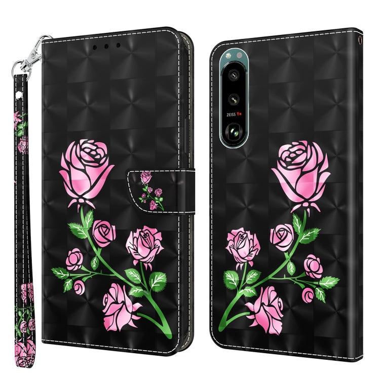 For Sony Xperia 5 III 3D Painted Leather Phone Case(Rose) by buy2fix