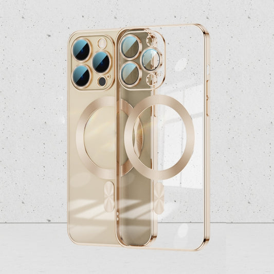 For iPhone 12 Pro Max Whorl Electroplated MagSafe Magnetic Phone Case(Gold) - iPhone 12 Pro Max Cases by buy2fix | Online Shopping UK | buy2fix