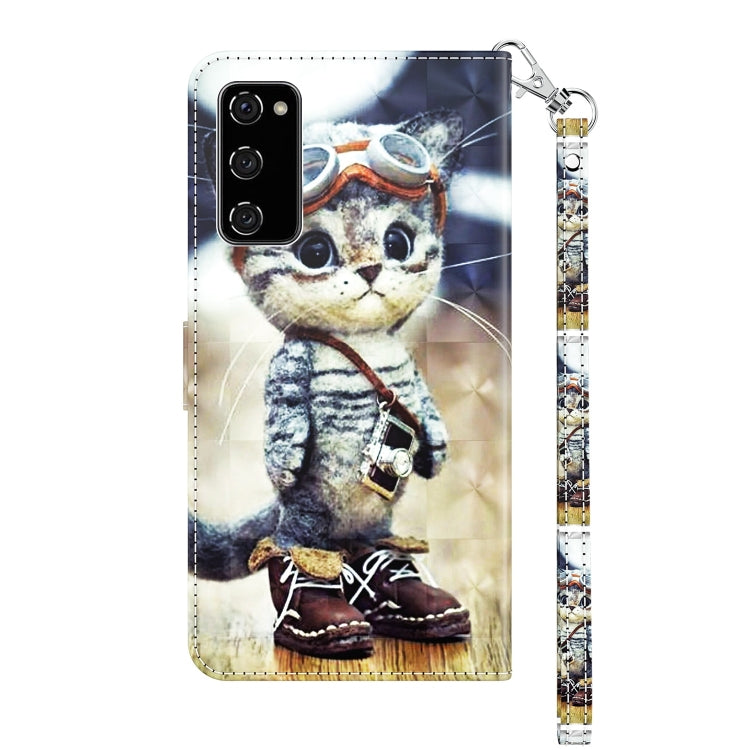 For Samsung Galaxy S20 FE 3D Painted Leather Phone Case(Naughty Cat) by buy2fix