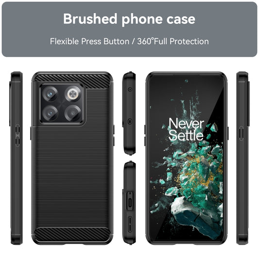 For OnePlus 10T Brushed Texture Carbon Fiber TPU Phone Case (Black) - OnePlus Cases by buy2fix | Online Shopping UK | buy2fix