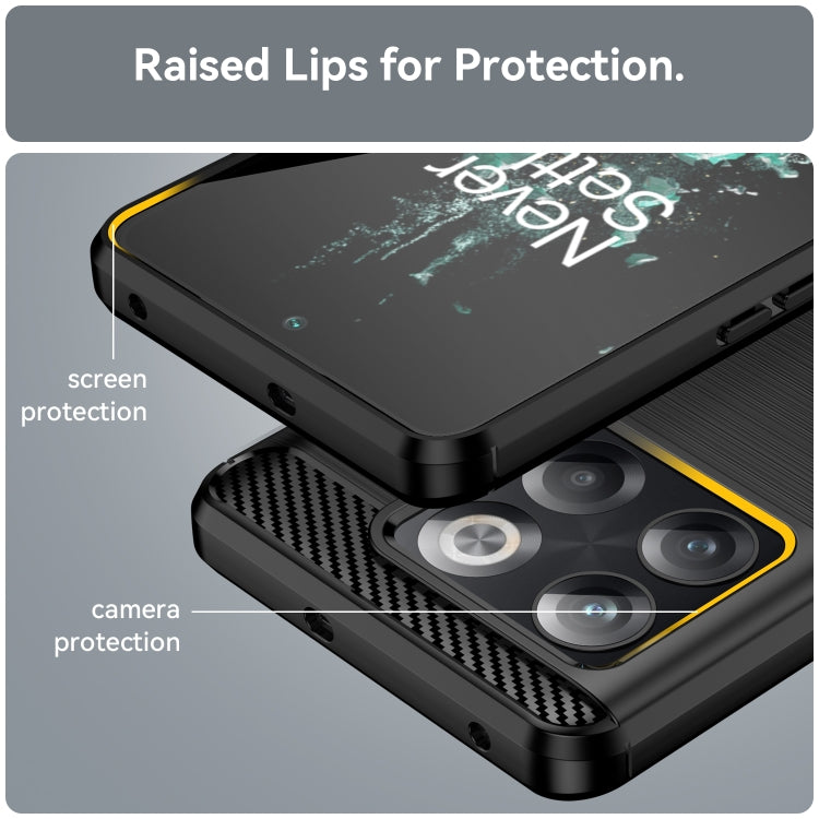 For OnePlus 10T Brushed Texture Carbon Fiber TPU Phone Case (Black) - OnePlus Cases by buy2fix | Online Shopping UK | buy2fix