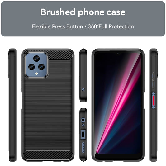 For T-Mobile REVVL 6 5G Brushed Texture Carbon Fiber TPU Phone Case (Black) - More Brand by buy2fix | Online Shopping UK | buy2fix