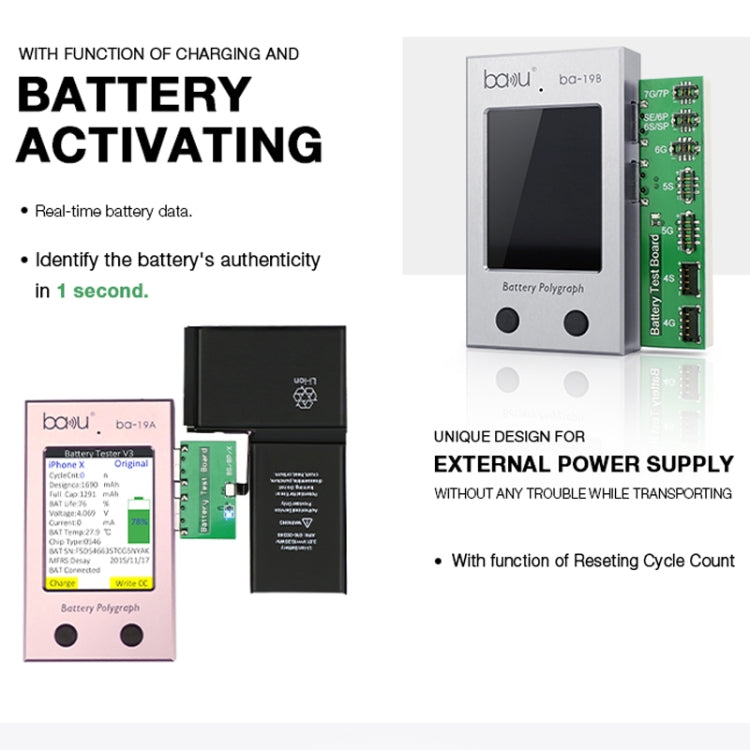 BAKU BA-19A Battery Polygraph for iPhone Battery(Rose Gold) - Test Tools by BAKU | Online Shopping UK | buy2fix