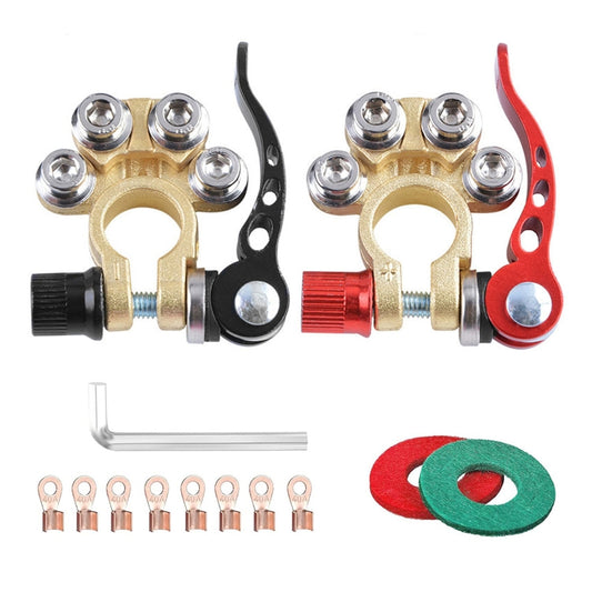 1 Pair Car Battery Terminals Quick Disconnect Cables Connectors, with L Wrench + 40A Terminal + Insulation Pad - Booster Cable & Clip by buy2fix | Online Shopping UK | buy2fix