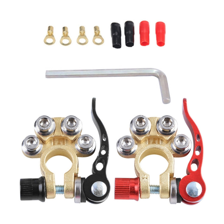 1 Pair Car Battery Terminals Quick Disconnect Cables Connectors, with L Wrench + Terminal - Booster Cable & Clip by buy2fix | Online Shopping UK | buy2fix