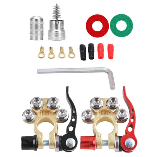 1 Pair Car Battery Terminals Quick Disconnect Cables Connectors, with L Wrench + Terminal + Insulation Pad + Brush - Booster Cable & Clip by buy2fix | Online Shopping UK | buy2fix