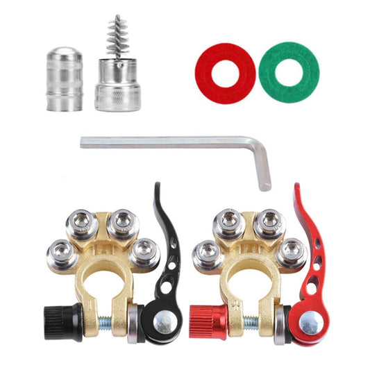 1 Pair Car Battery Terminals Quick Disconnect Cables Connectors, with L Wrench + Insulation Pad + Brush - Booster Cable & Clip by buy2fix | Online Shopping UK | buy2fix