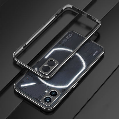 For Nothing Phone 1 Aurora Series Lens Protector + Metal Frame Protective Phone Case(Black Silver) - Nothing Cases by buy2fix | Online Shopping UK | buy2fix