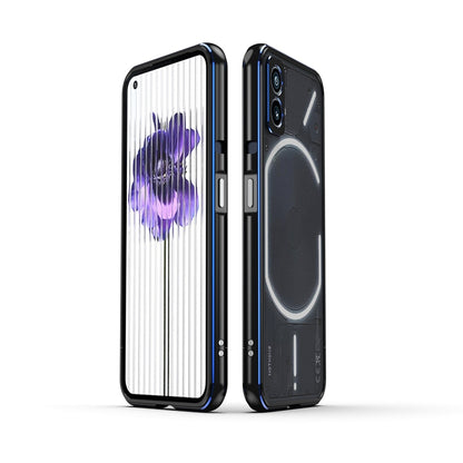 For Nothing Phone 1 Aurora Series Lens Protector + Metal Frame Protective Phone Case(Black Blue) - Nothing Cases by buy2fix | Online Shopping UK | buy2fix