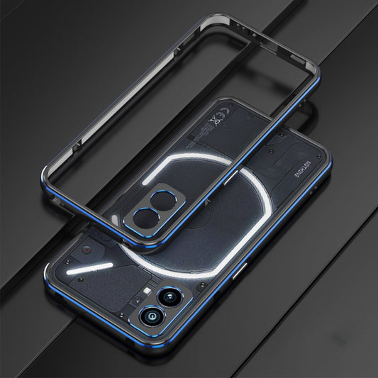 For Nothing Phone 1 Aurora Series Lens Protector + Metal Frame Protective Phone Case(Black Blue) - Nothing Cases by buy2fix | Online Shopping UK | buy2fix