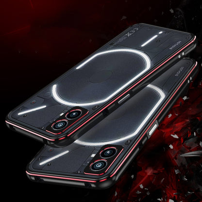 For Nothing Phone 1 Aurora Series Lens Protector + Metal Frame Protective Phone Case(Black Red) - Nothing Cases by buy2fix | Online Shopping UK | buy2fix
