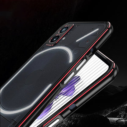 For Nothing Phone 1 Aurora Series Lens Protector + Metal Frame Protective Phone Case(Black Red) - Nothing Cases by buy2fix | Online Shopping UK | buy2fix