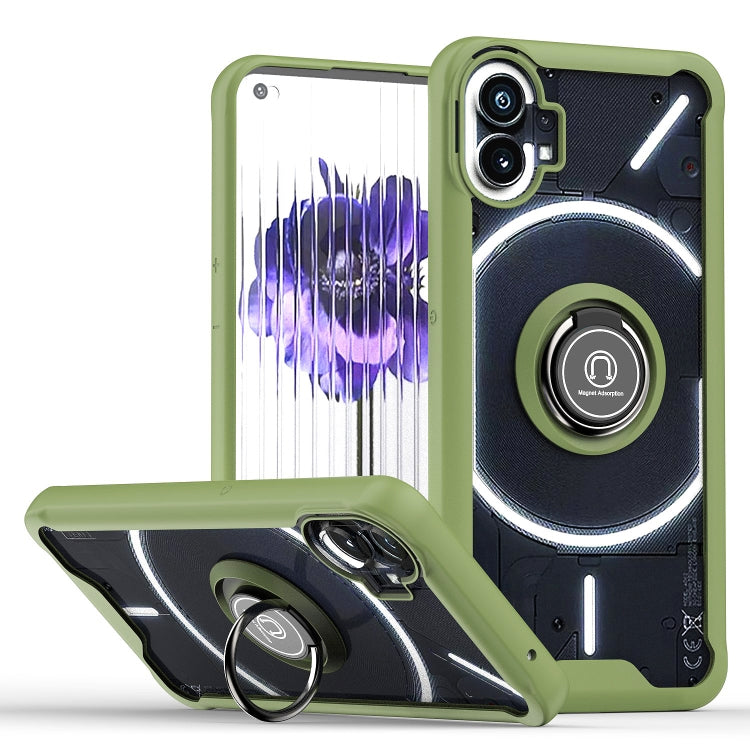 For Nothing Phone 1 Q Shadow 1 Series TPU + PC Phone Case with Ring Holder(Green) - Nothing Cases by buy2fix | Online Shopping UK | buy2fix