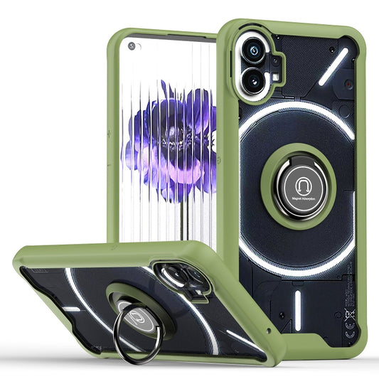 For Nothing Phone 1 Q Shadow 1 Series TPU + PC Phone Case with Ring Holder(Green) - Nothing Cases by buy2fix | Online Shopping UK | buy2fix