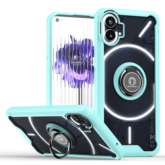 For Nothing Phone 1 Q Shadow 1 Series TPU + PC Phone Case with Ring Holder(Sky Blue) - Nothing Cases by buy2fix | Online Shopping UK | buy2fix