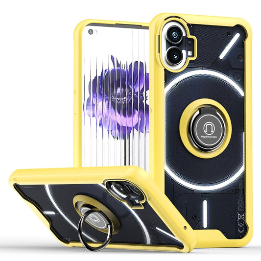 For Nothing Phone 1 Q Shadow 1 Series TPU + PC Phone Case with Ring Holder(Yellow) - Nothing Cases by buy2fix | Online Shopping UK | buy2fix