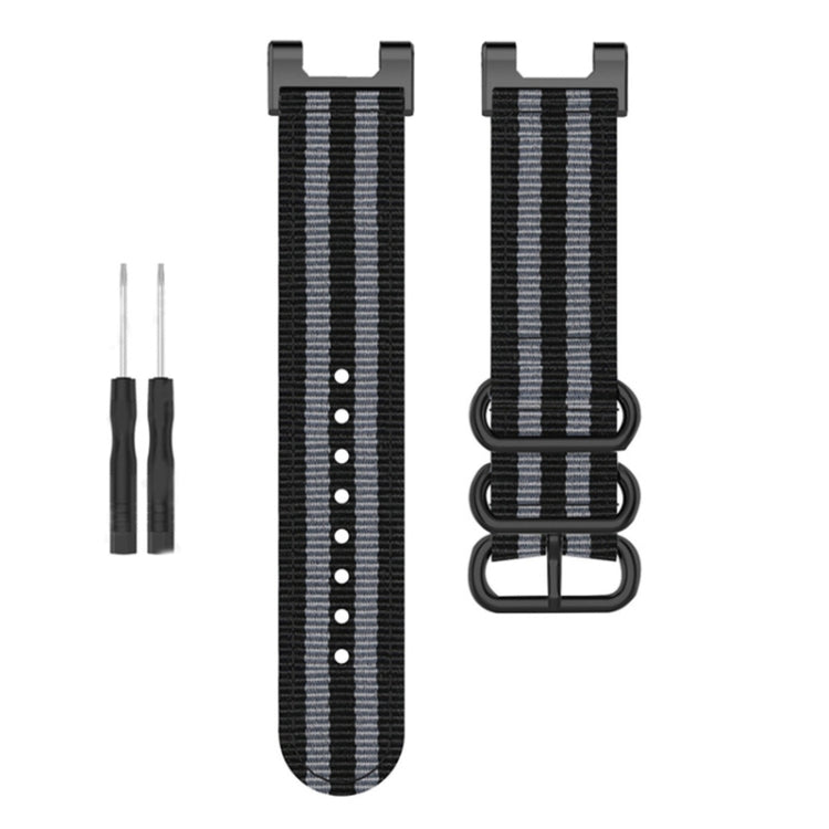 For Amazfit T-Rex / T-Rex Pro / Ares Three-ring Black Buckle Nylon Watch Band(Black Grey) - Watch Bands by buy2fix | Online Shopping UK | buy2fix