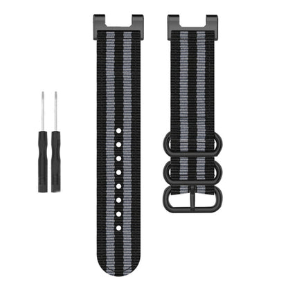 For Amazfit T-Rex / T-Rex Pro / Ares Three-ring Black Buckle Nylon Watch Band(Black Grey) - Watch Bands by buy2fix | Online Shopping UK | buy2fix