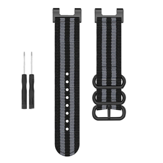 For Amazfit T-Rex / T-Rex Pro / Ares Three-ring Black Buckle Nylon Watch Band(Black Grey) - Watch Bands by buy2fix | Online Shopping UK | buy2fix