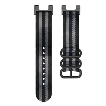 For Amazfit T-Rex / T-Rex Pro / Ares Three-ring Black Buckle Nylon Watch Band(Black Grey) - Watch Bands by buy2fix | Online Shopping UK | buy2fix