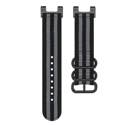 For Amazfit T-Rex / T-Rex Pro / Ares Three-ring Black Buckle Nylon Watch Band(Black Grey) - Watch Bands by buy2fix | Online Shopping UK | buy2fix