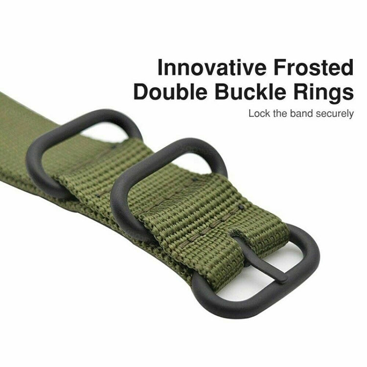 For Amazfit T-Rex / T-Rex Pro / Ares Three-ring Black Buckle Nylon Watch Band(Green) - Watch Bands by buy2fix | Online Shopping UK | buy2fix