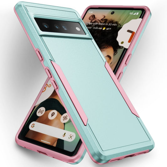 For Google Pixel 7 Pro Pioneer Armor Heavy Duty PC + TPU Phone Case(Green+Pink) - Google Cases by buy2fix | Online Shopping UK | buy2fix