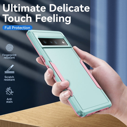 For Google Pixel 7 Pro Pioneer Armor Heavy Duty PC + TPU Phone Case(Green+Pink) - Google Cases by buy2fix | Online Shopping UK | buy2fix
