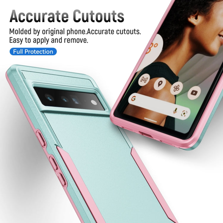 For Google Pixel 7 Pro Pioneer Armor Heavy Duty PC + TPU Phone Case(Green+Pink) - Google Cases by buy2fix | Online Shopping UK | buy2fix