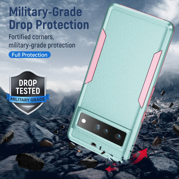 For Google Pixel 7 Pro Pioneer Armor Heavy Duty PC + TPU Phone Case(Green+Pink) - Google Cases by buy2fix | Online Shopping UK | buy2fix