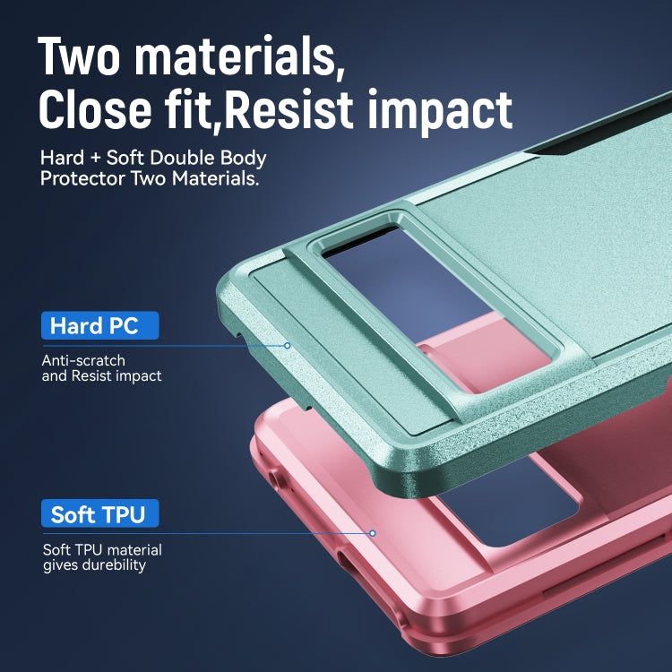 For Google Pixel 7 Pro Pioneer Armor Heavy Duty PC + TPU Phone Case(Green+Pink) - Google Cases by buy2fix | Online Shopping UK | buy2fix