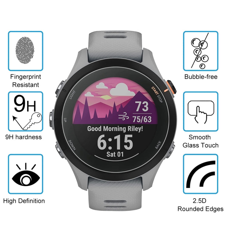 10 PCS For Garmin Forerunner 255 46mm Tempered Glass Screen Watch Film - Screen Protector by buy2fix | Online Shopping UK | buy2fix