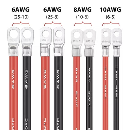 8AWG 10-6 Car 50cm Red + Black Pure Copper Battery Inverter Cable - Booster Cable & Clip by buy2fix | Online Shopping UK | buy2fix