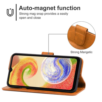 For Samsung Galaxy A04 Leather Phone Case(Brown) - Galaxy Phone Cases by buy2fix | Online Shopping UK | buy2fix