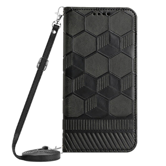 For Nothing Phone 1 Crossbody Football Texture Magnetic PU Phone Case(Black) - Nothing Cases by buy2fix | Online Shopping UK | buy2fix