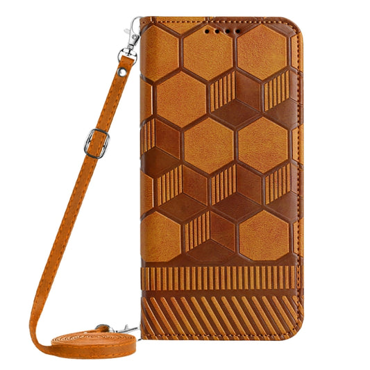 For Nothing Phone 1 Crossbody Football Texture Magnetic PU Phone Case(Khaki) - Nothing Cases by buy2fix | Online Shopping UK | buy2fix