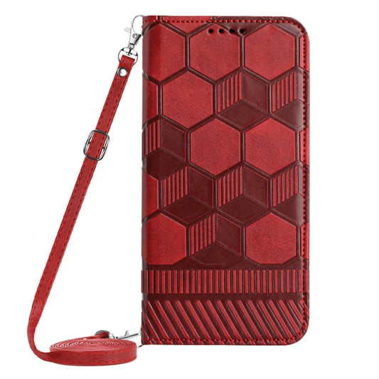 For Nothing Phone 1 Crossbody Football Texture Magnetic PU Phone Case(Red) - Nothing Cases by buy2fix | Online Shopping UK | buy2fix