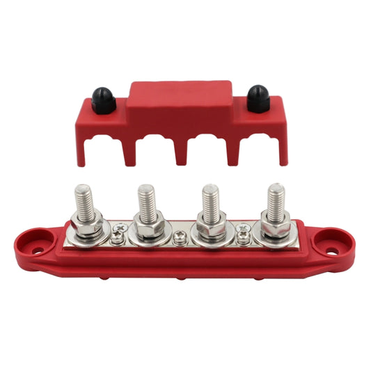 Red M8 Stud RV Ship High Current Power Distribution Terminal Block with Cover - Fuse by buy2fix | Online Shopping UK | buy2fix