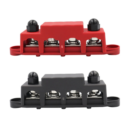 1 Pair Black & Red M10 Stud RV Ship High Current Power Distribution Terminal Block with Cover - Fuse by buy2fix | Online Shopping UK | buy2fix