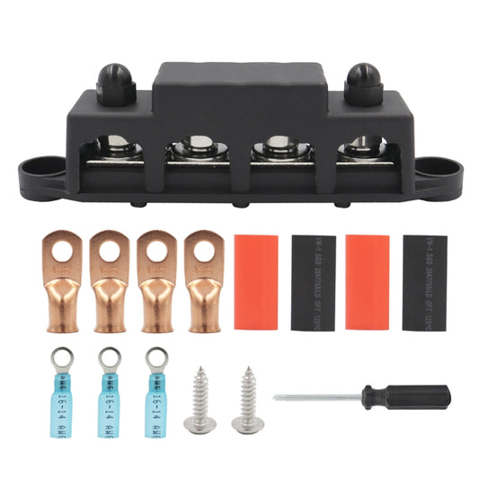 Black M8 Stud RV Ship High Current Power Distribution Terminal Block with Accessories - Fuse by buy2fix | Online Shopping UK | buy2fix