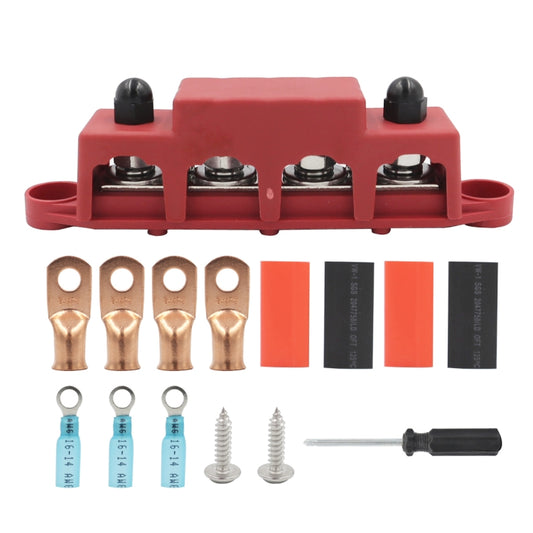 Red M8 Stud RV Ship High Current Power Distribution Terminal Block with Accessories - Fuse by buy2fix | Online Shopping UK | buy2fix